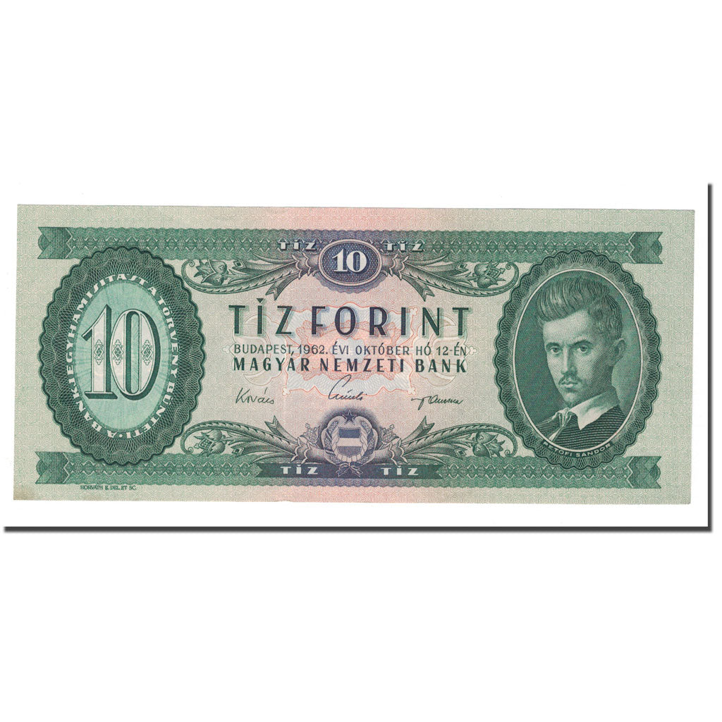 Banconote, Ungheria, 10 Forint, 1962, 1962-10-12, KM:168c, SPL-