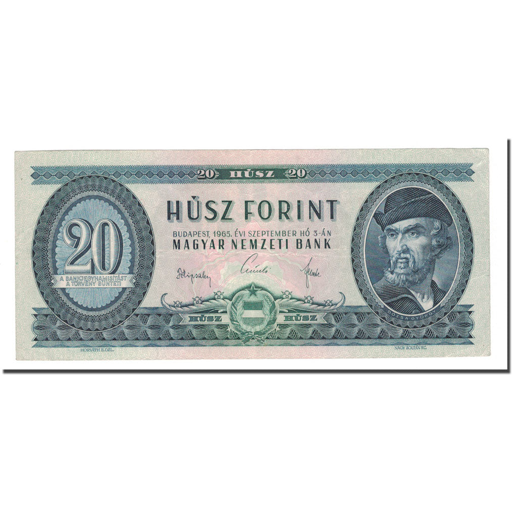 Banconote, Ungheria, 20 Forint, 1965, 1965-09-03, KM:169D, BB