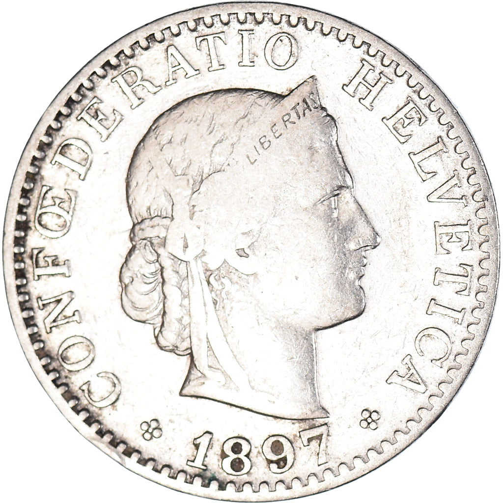 Moeda, Suíça, 20 Rappen, 1897