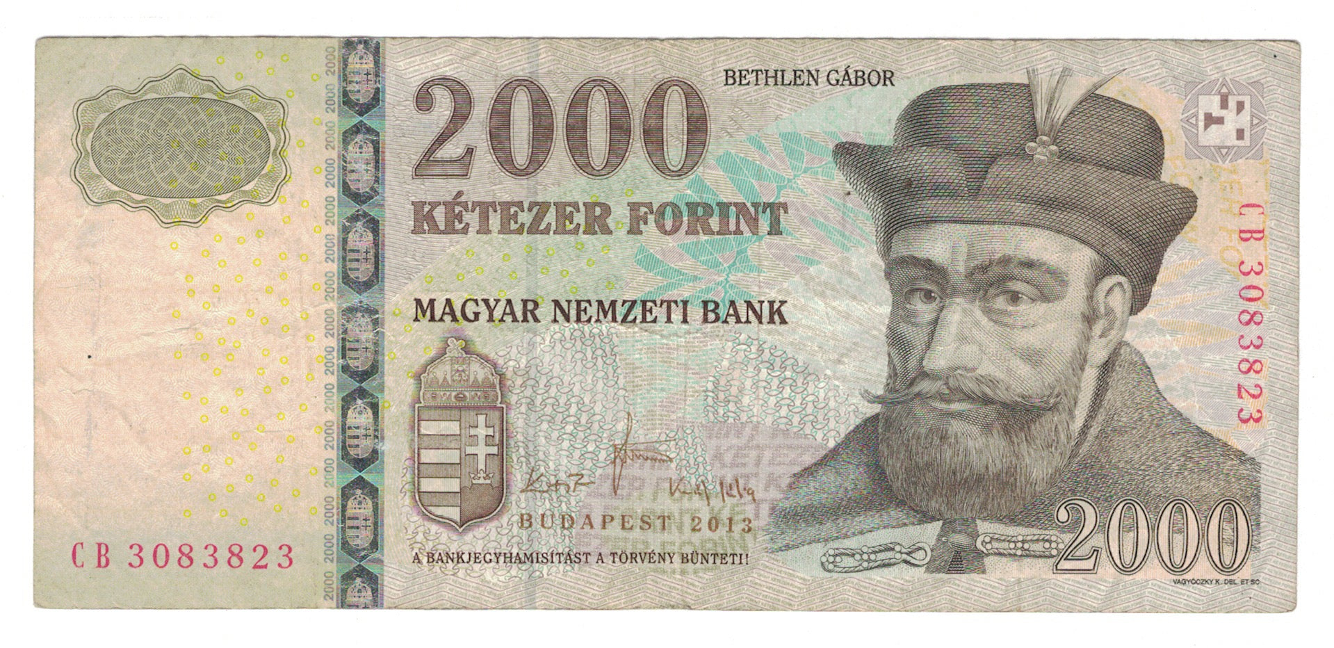 Banknote, Hungary, 2000 Forint, 2013, EF(40-45)