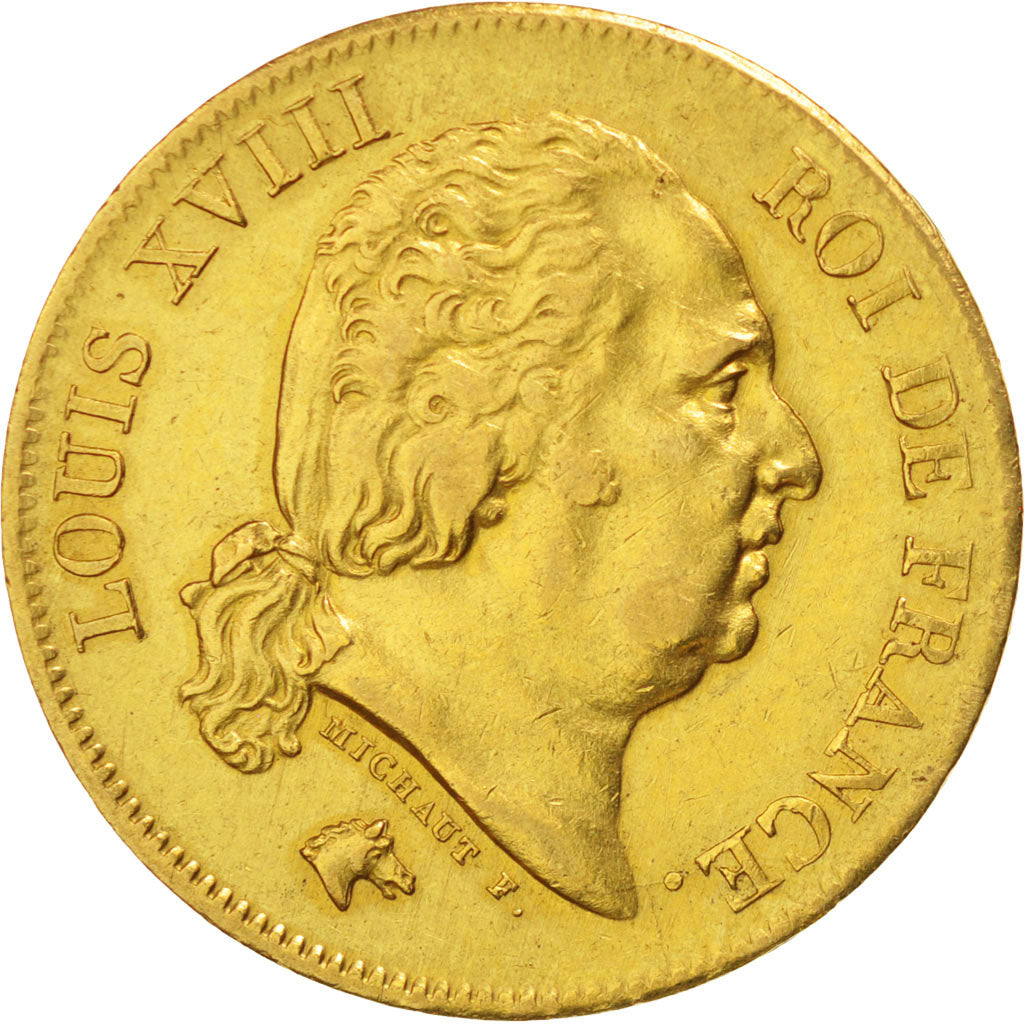 FRANCE, Louis XVIII, 40 Francs, 1818, Lille, KM #713.6, AU(50-53), Gold,...