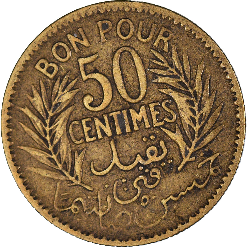Moneta, Tunisia, 50 Centimes, 1921