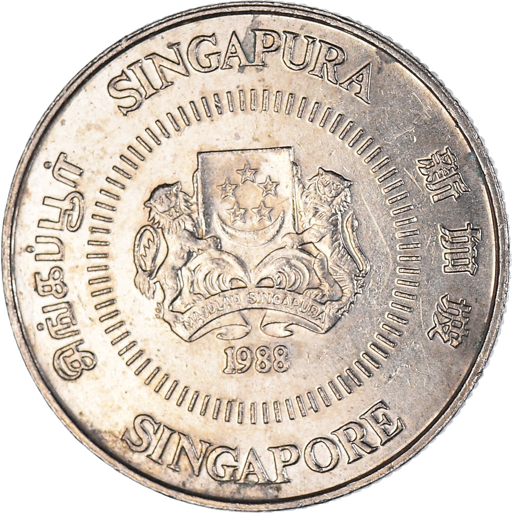 Moeda, Singapura, 10 Cents, 1988