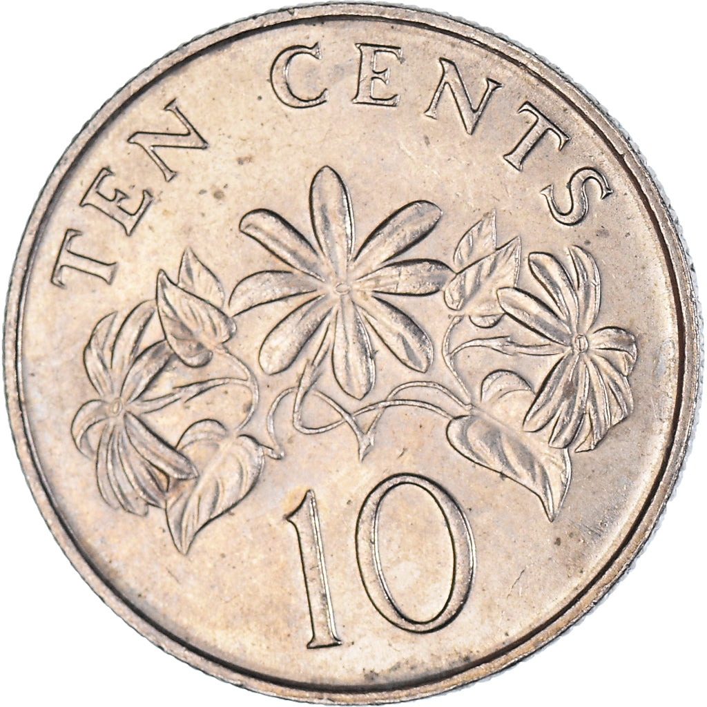 Moeda, Singapura, 10 Cents, 1988