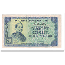 Banknote, Czechoslovakia, 20 Korun, undated 1945, KM:61a, AU(50-53)