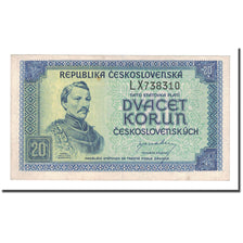 Banknote, Czechoslovakia, 20 Korun, undated 1945, KM:61a, AU(50-53)