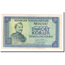 Banknote, Czechoslovakia, 20 Korun, undated 1945, KM:61a, AU(50-53)