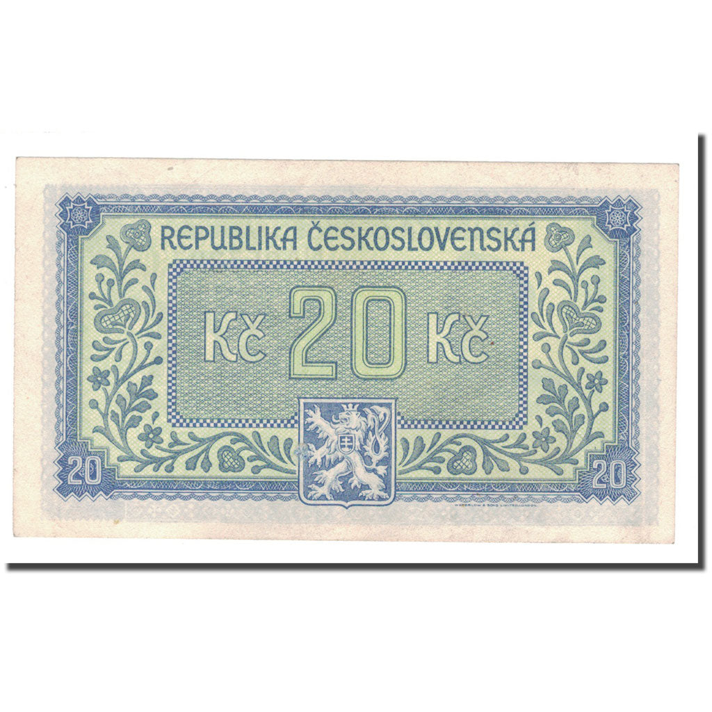 Banknote, Czechoslovakia, 20 Korun, undated 1945, KM:61a, AU(50-53)