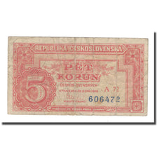 Nota, Checoslováquia, 5 Korun, 1949, 1949-01-25, KM:68a, VG(8-10)