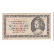 Nota, Checoslováquia, 100 Korun, 1945, 1945-05-16, KM:67a, VG(8-10)