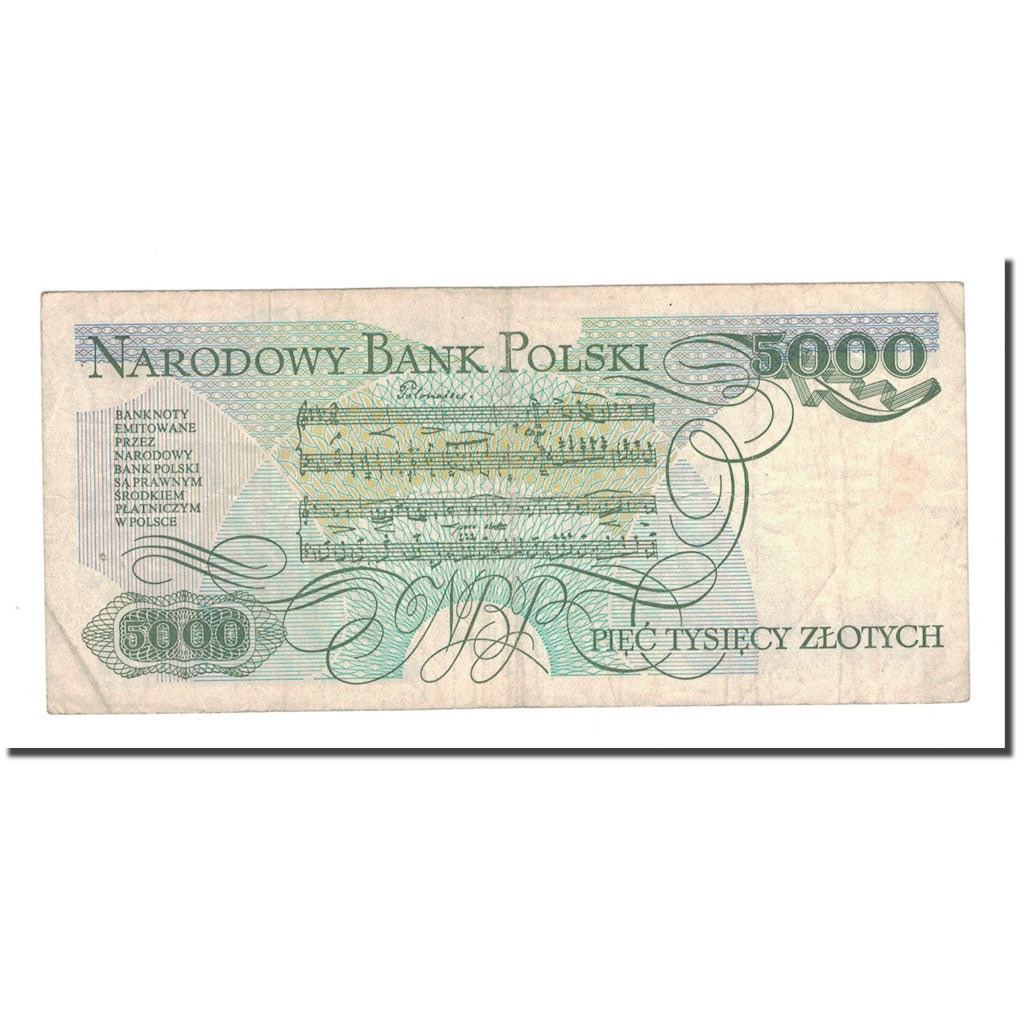 Banconote, Polonia, 5000 Zlotych, 1988, 1988-12-01, KM:150c, MB+