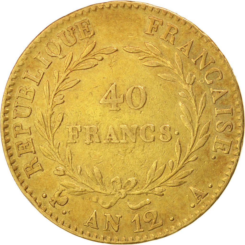 Consulat, 40 Francs Or Bonaparte Premier Consul An 12 Paris, KM 652
