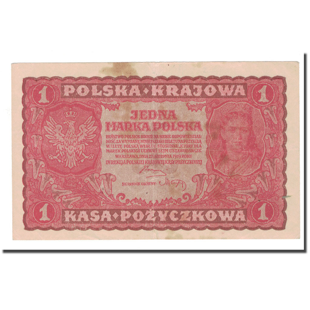 Banknote, Poland, 1 Marka, 1919, 1919-08-23, KM:23, VF(20-25)