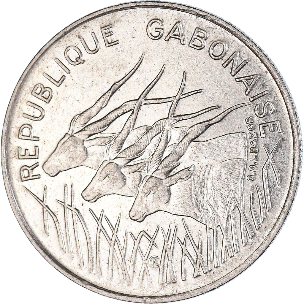 Moneda, Gabón, 100 Francs, 1975