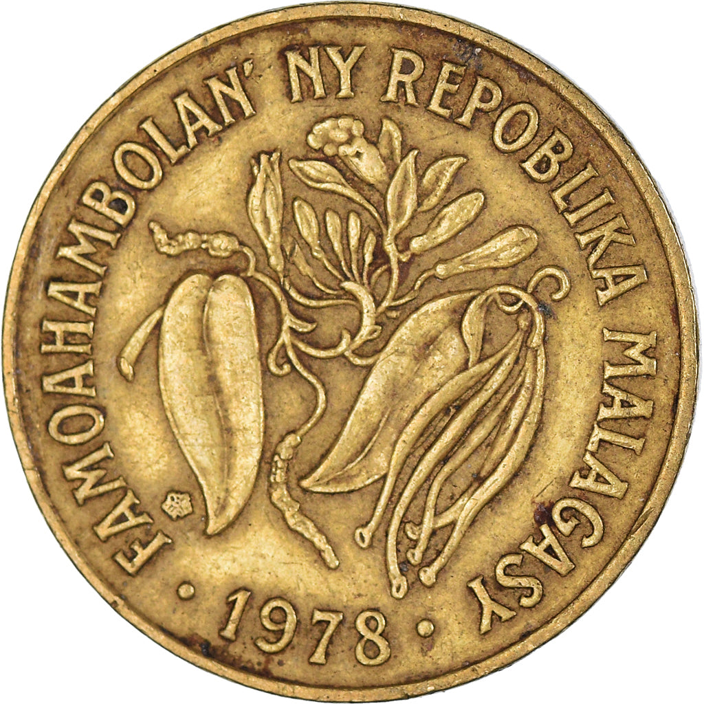 Coin, Madagascar, 10 Francs, 2 Ariary, 1978
