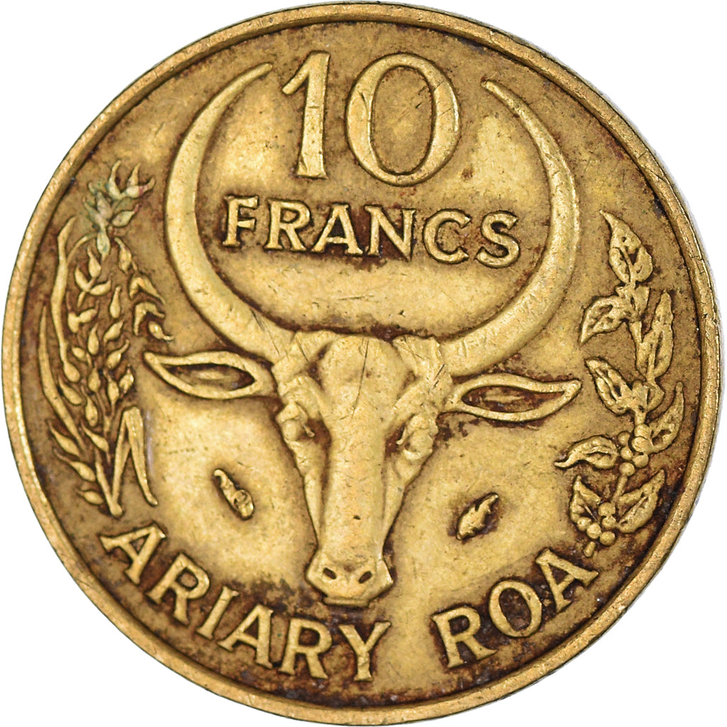 Coin, Madagascar, 10 Francs, 2 Ariary, 1978