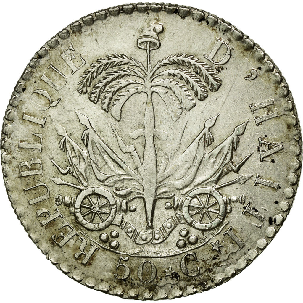Coin, Haiti, 50 Centimes, 1828, EF(40-45), Silver, KM:20