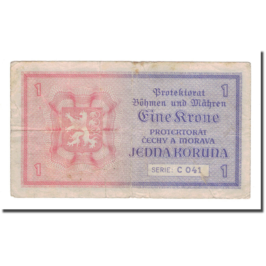 Banconote, Boemia e Moravia, 1 Koruna, Undated (1940), KM:3a, MB
