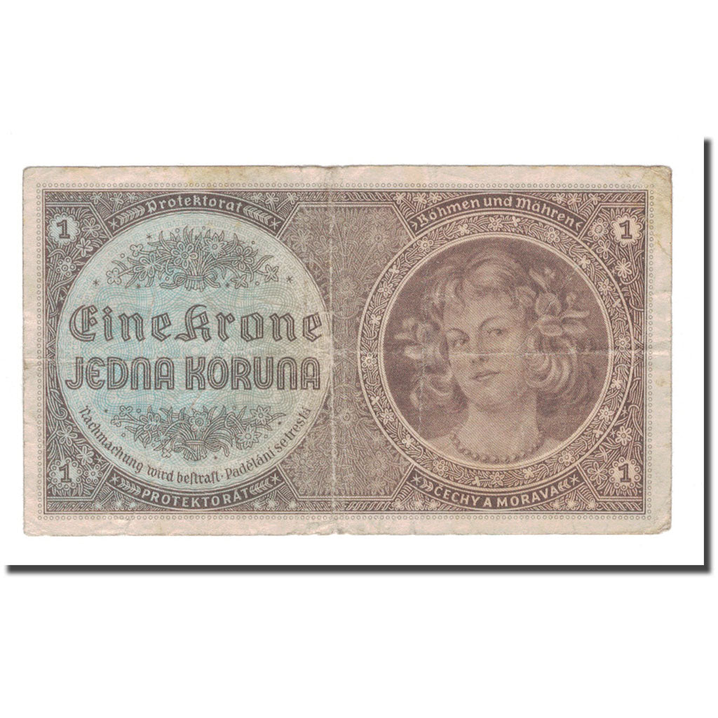 Banconote, Boemia e Moravia, 1 Koruna, Undated (1940), KM:3a, MB