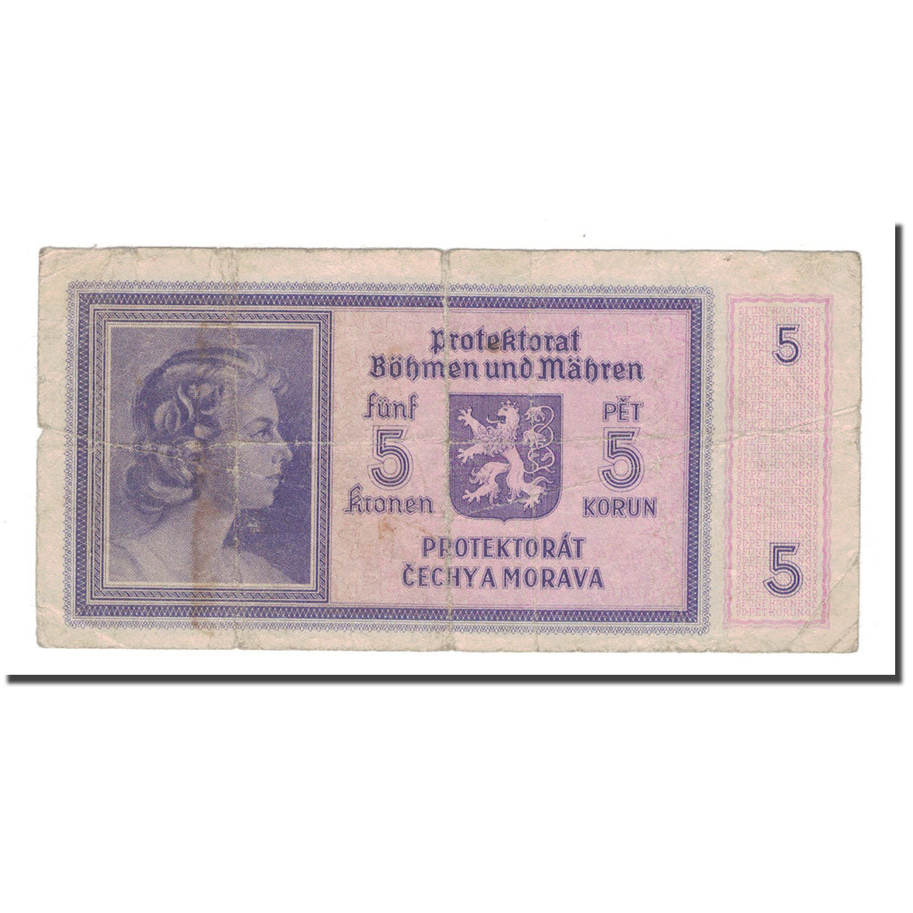 Billet, Bohemia and Moravia, 5 Korun, Undated (1940), KM:4a, B