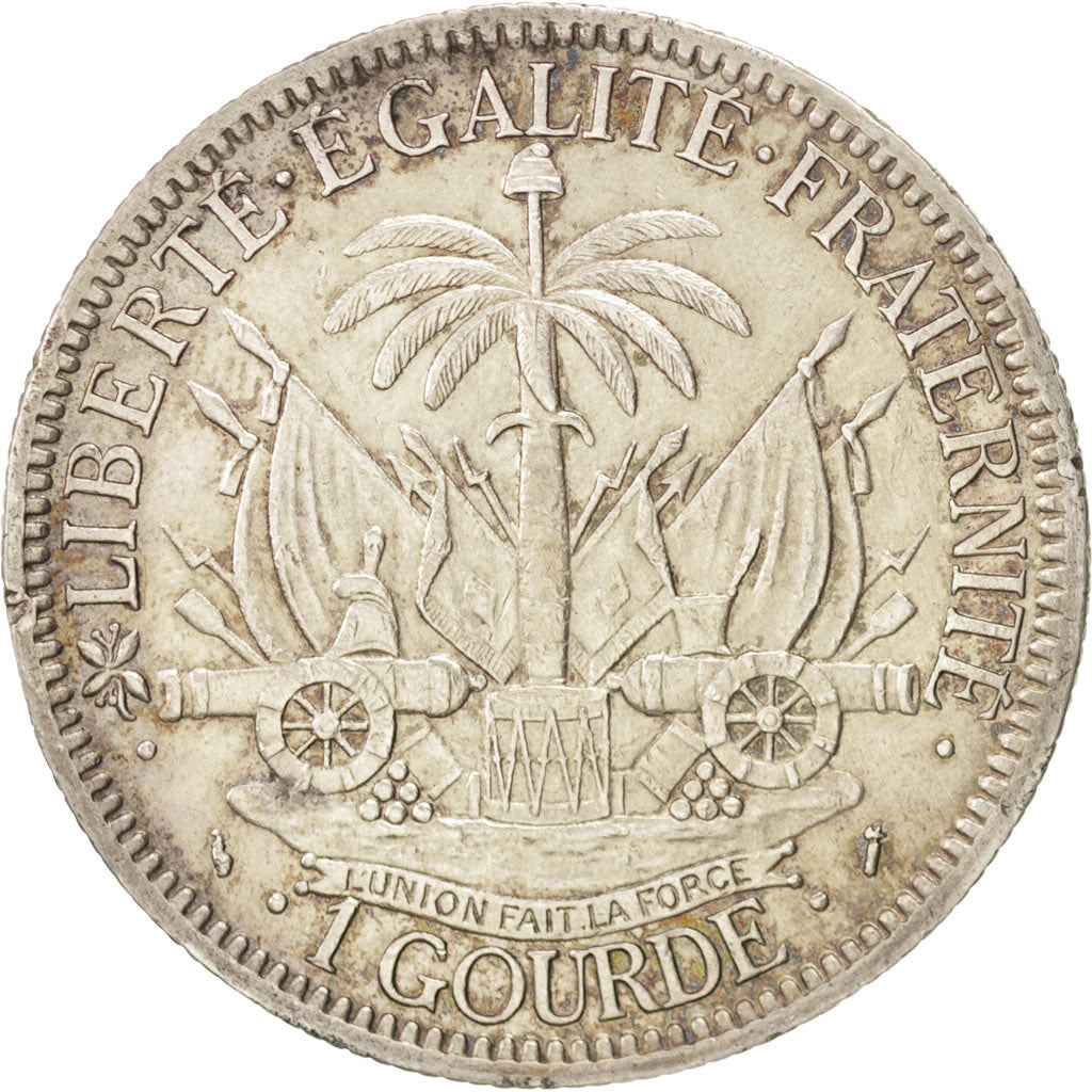 HAITI, Gourde, 1882, KM #46, EF(40-45), Silver, 24.98