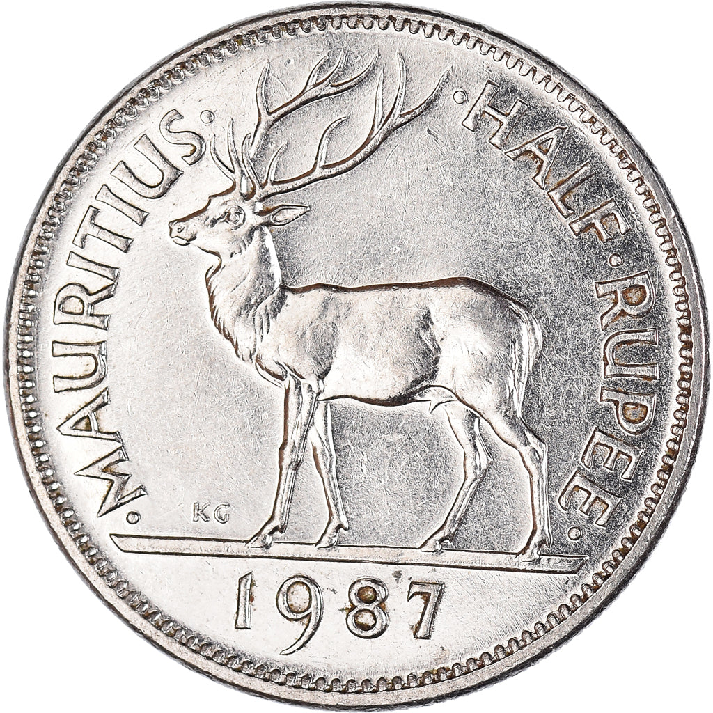 Moneta, Mauritius, 1/2 Rupee, 1987