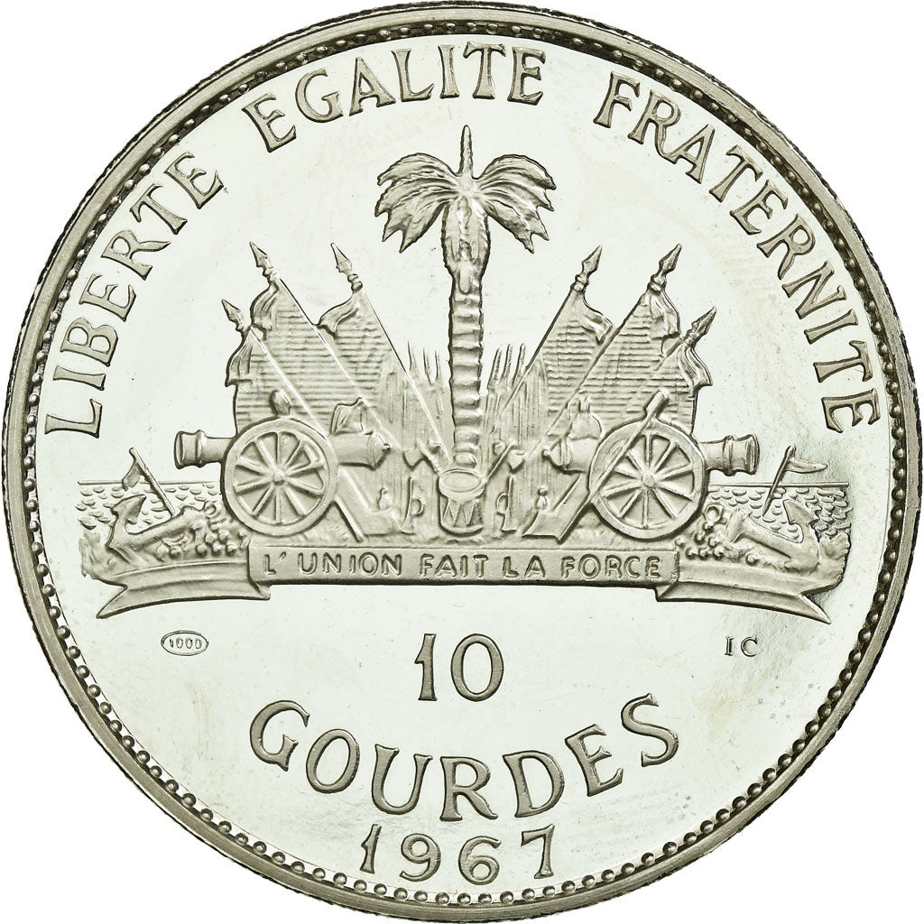 Coin, Haiti, 10 Gourdes, 1967, MS(63), Silver, KM:65.1