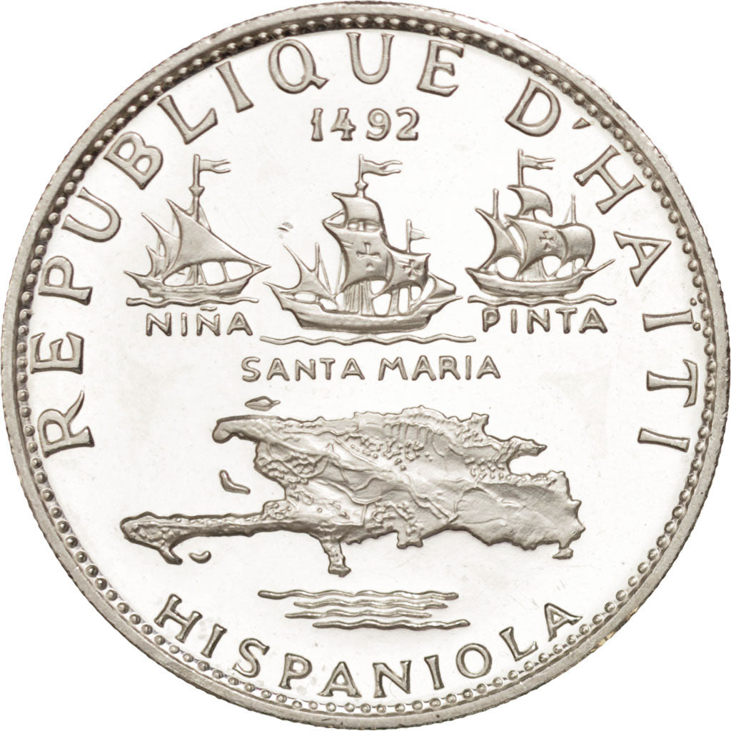 HAITI, 5 Gourdes, 1967, KM #64.1, MS(63), Silver, 23.68