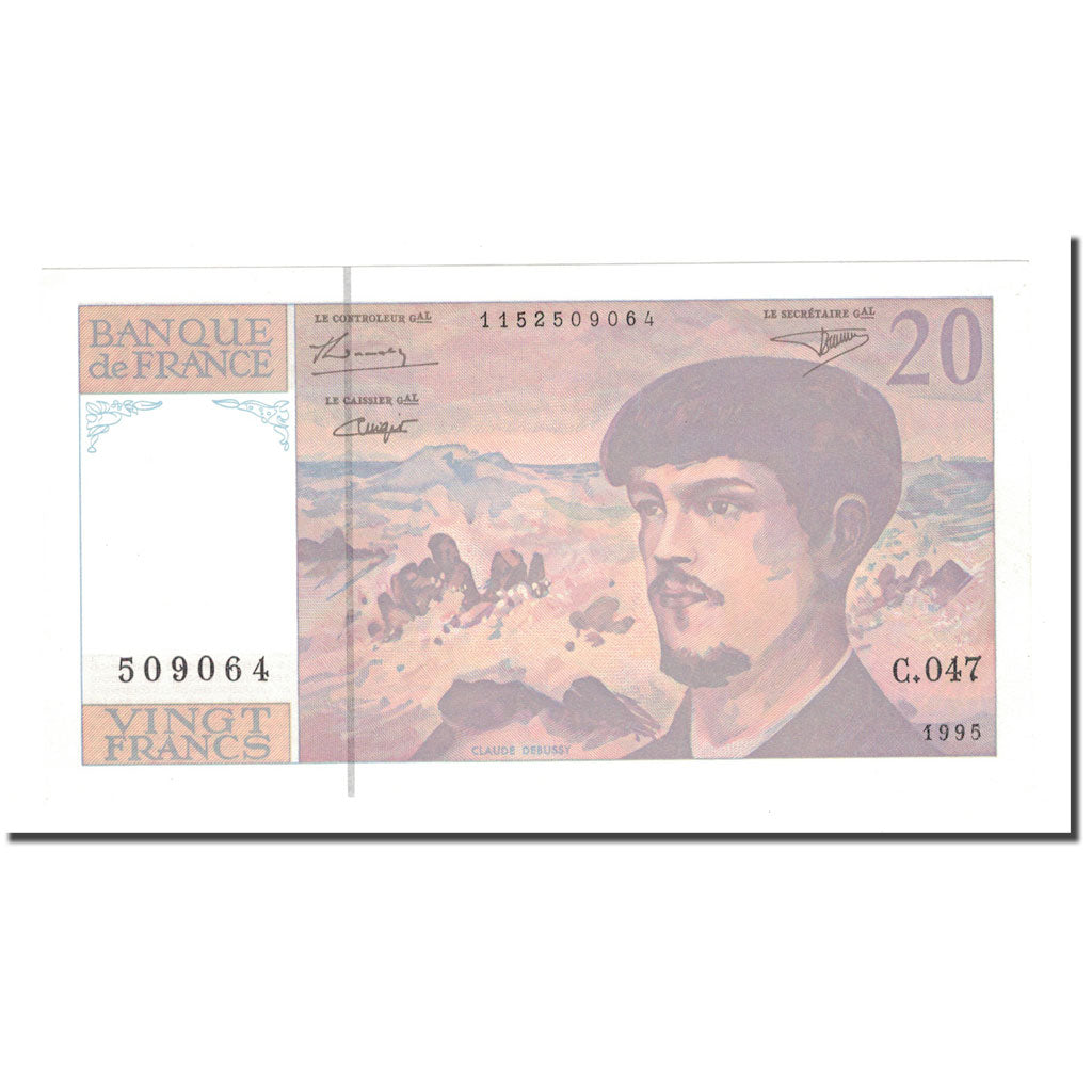 France, 20 Francs, Debussy, 1995, 1997, UNC(65-70), Fayette:66ter.1, KM:151h