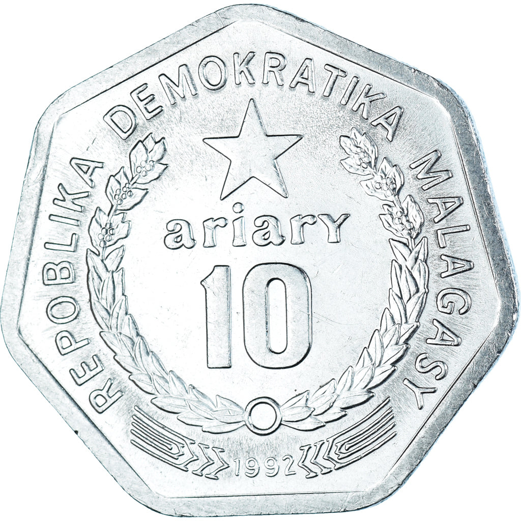 Coin, Madagascar, 10 Ariary, 1992
