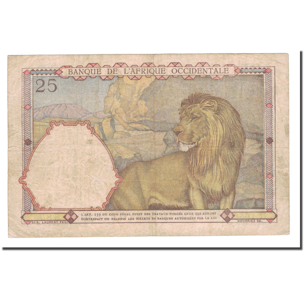 Nota, África Ocidental Francesa, 25 Francs, 1939, 1939-03-09, KM:22, VF(30-35)
