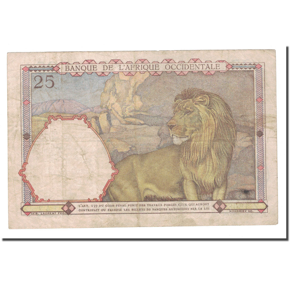 Banknote, French West Africa, 25 Francs, 1939, 1939-03-09, KM:22, VF(30-35)