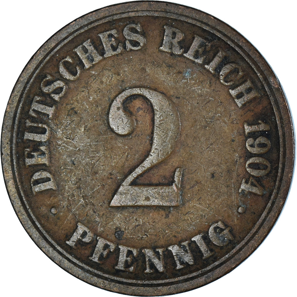 Monnaie, Empire allemand, 2 Pfennig, 1904