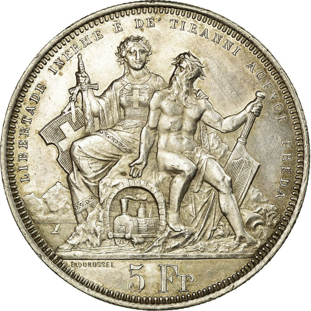Coin, Switzerland, 5 Francs, 1883, AU(55-58), Silver, KM:S16