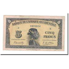 Nota, África Ocidental Francesa, 5 Francs, 1942, 1942-12-14, KM:28a, VF(30-35)
