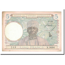 Biljet, Frans West Afrika, 5 Francs, 1942, 1942-05-06, KM:25, TTB+