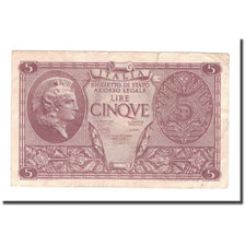 Banknote, Italy, 5 Lire, 1944, 1944-11-23, KM:31c, VF(30-35)