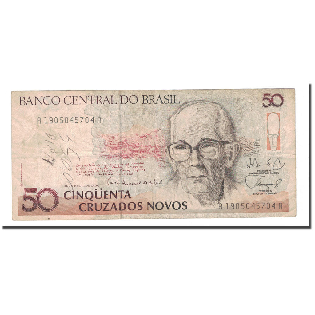 Banknote, Brazil, 50 Cruzados Novos, KM:219a, VG(8-10)