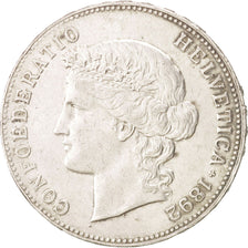 SWITZERLAND, 5 Francs, 1892, Bern, KM #34, EF(40-45), Silver, 37, 25.05