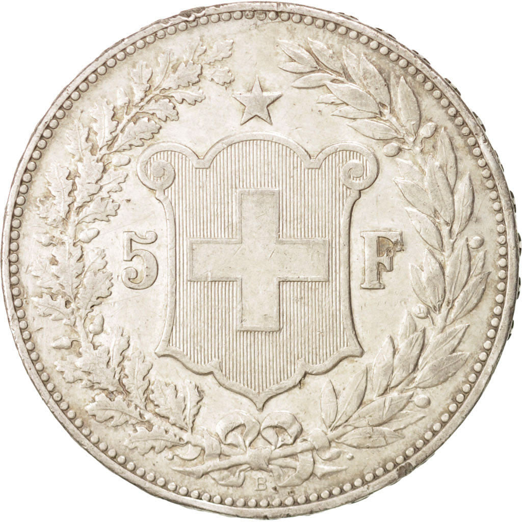 SWITZERLAND, 5 Francs, 1892, Bern, KM #34, EF(40-45), Silver, 37, 25.05