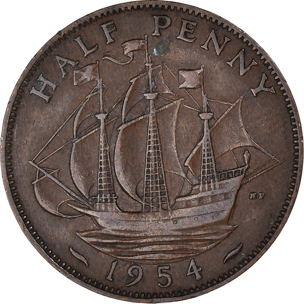 Moneda, Gran Bretaña, 1/2 Penny, 1954