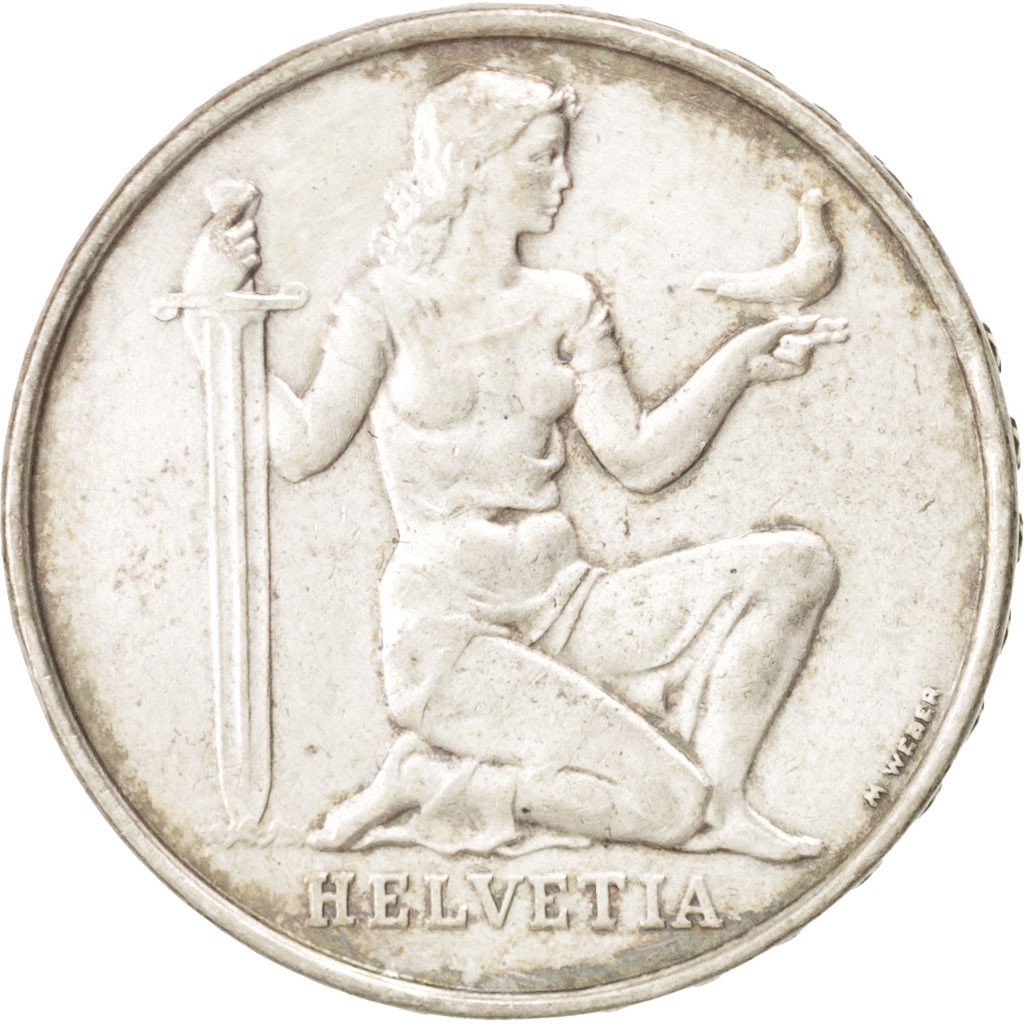SWITZERLAND, 5 Francs, 1936, Bern, KM #41, AU(55-58), Silver, 31, 14.92