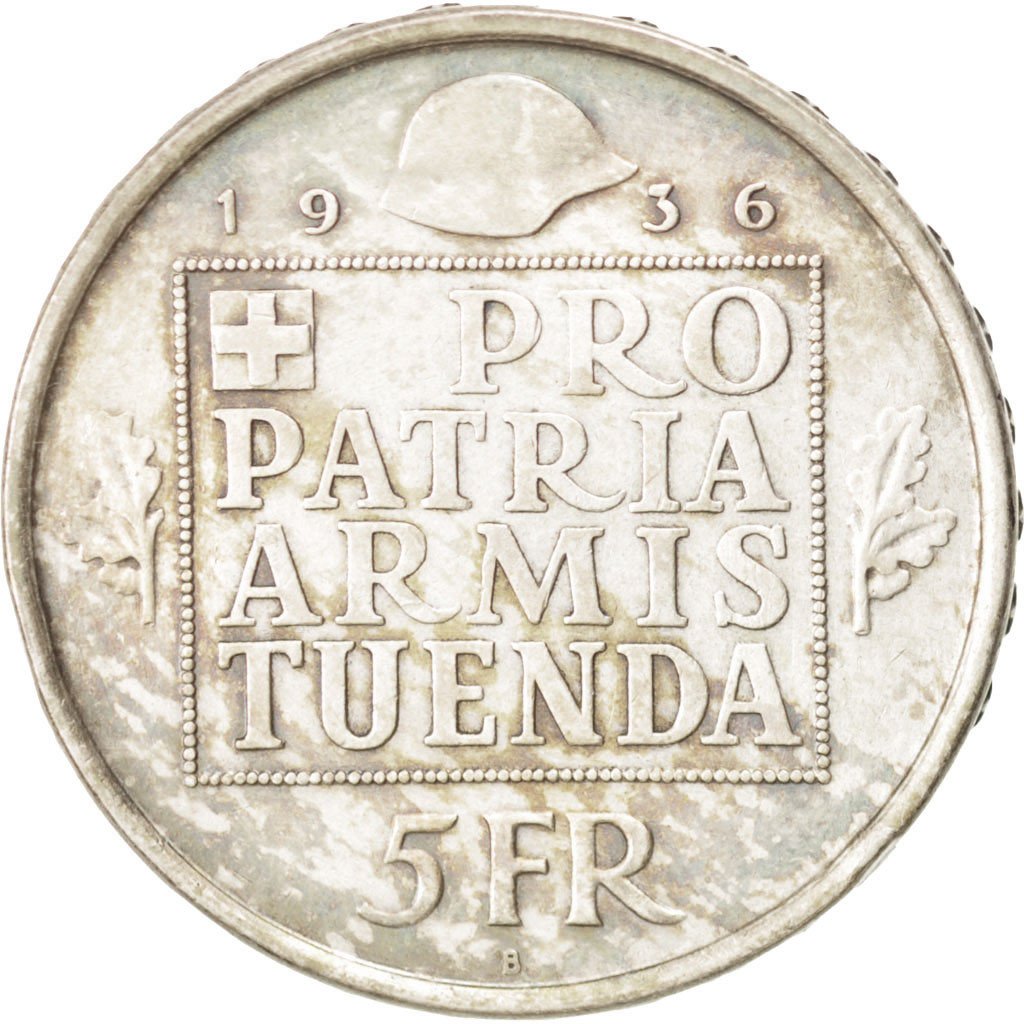 SWITZERLAND, 5 Francs, 1936, Bern, KM #41, AU(55-58), Silver, 31, 14.92