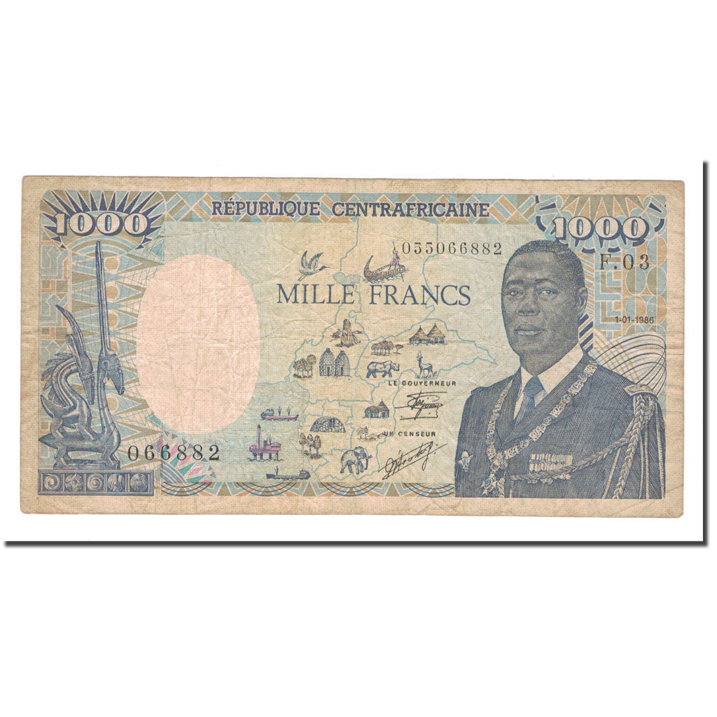 Banknote, Central African Republic, 1000 Francs, KM:16, VF(20-25)