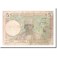French West Africa, 5 Francs, 1936, 1936-03-12, VF(20-25), KM:21