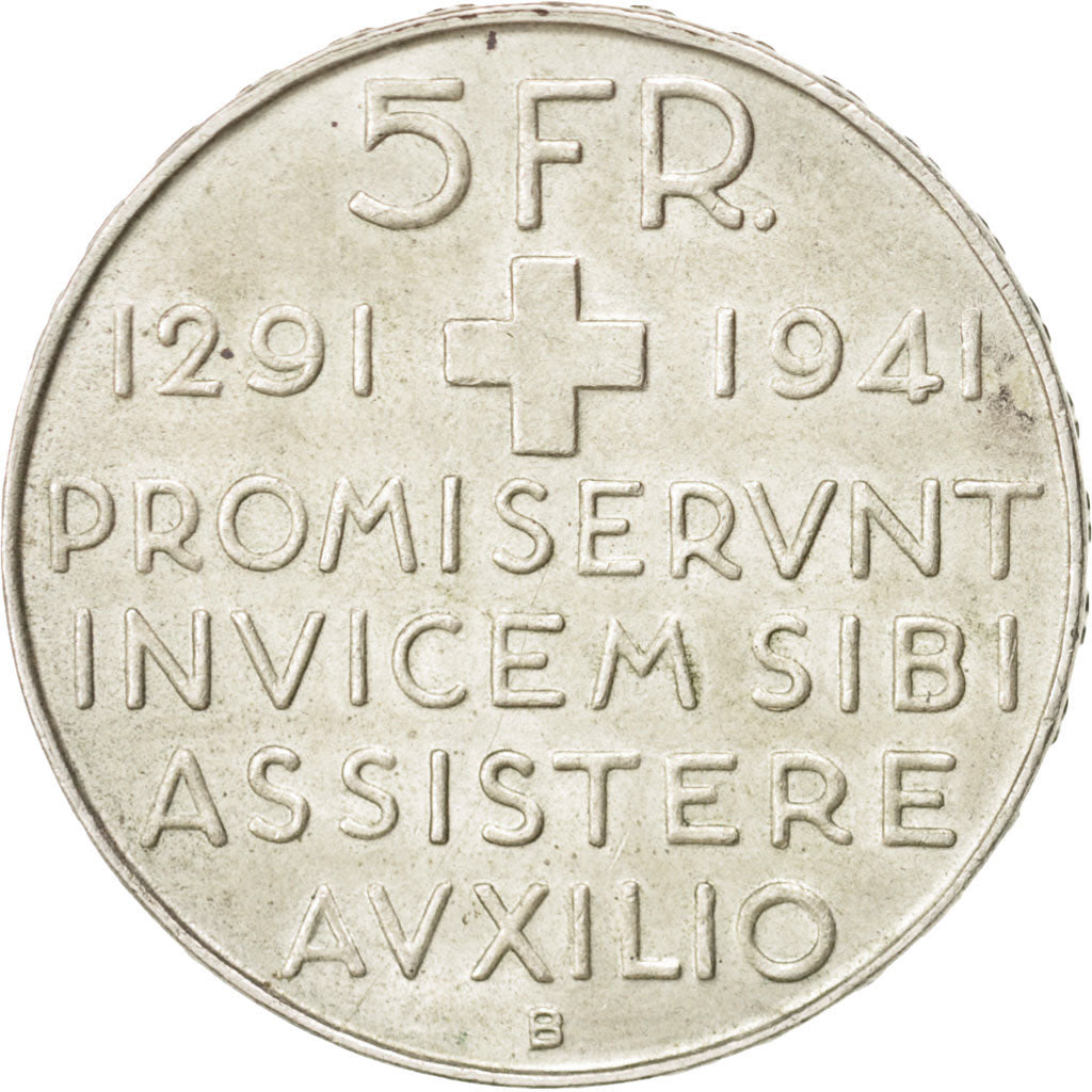 SWITZERLAND, 5 Francs, 1941, Bern, KM #44, AU(55-58), Silver, 31, 15.07