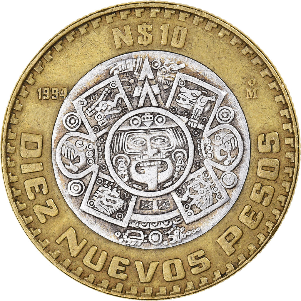 Moneda, México, 10 Nuevo Pesos, 1994