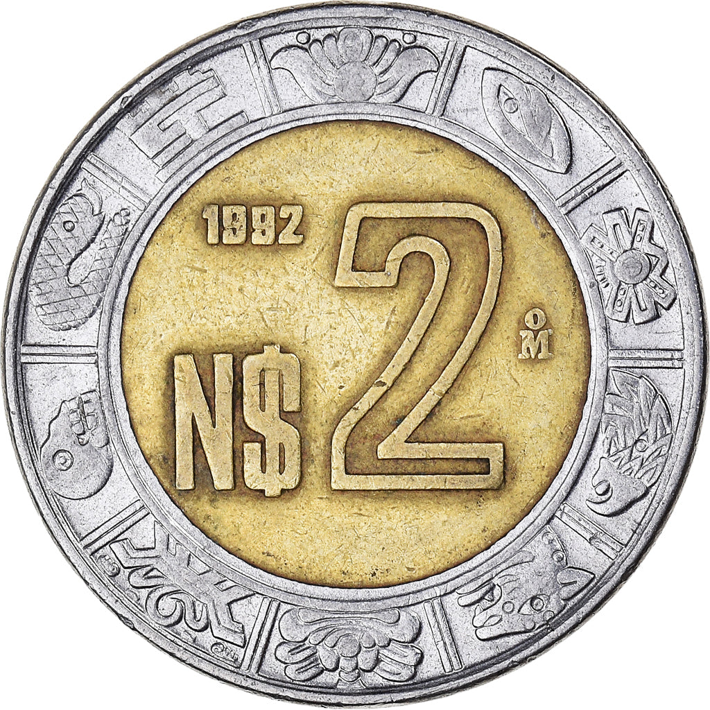 Moneda, México, 2 Nuevo Pesos, 1992