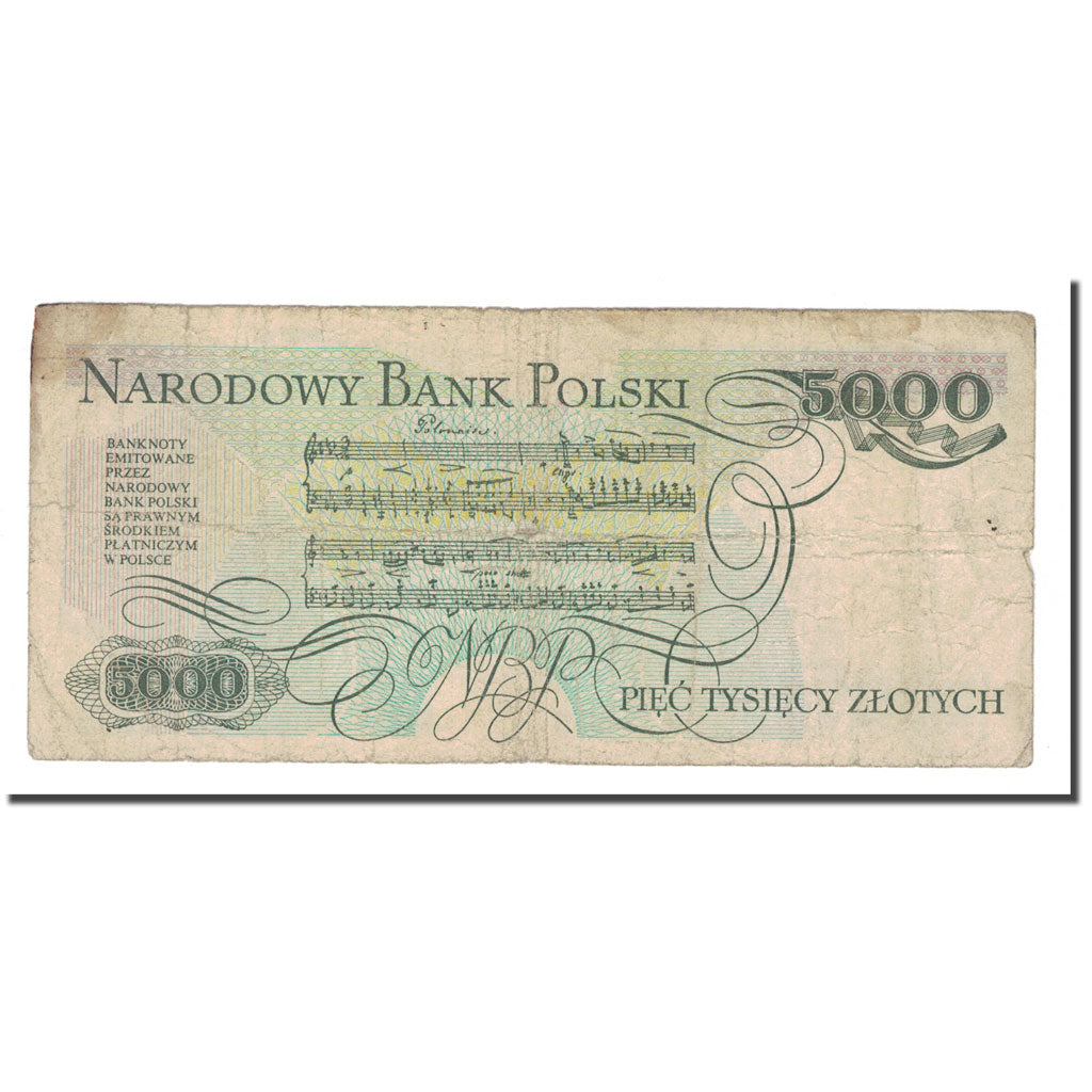 Nota, Polónia, 5000 Zlotych, 1982, 1982-06-01, KM:150a, F(12-15)