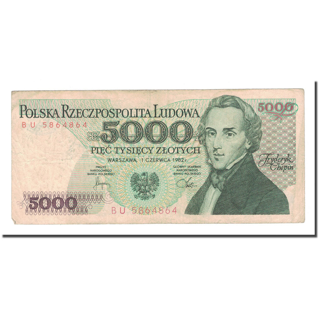 Banknote, Poland, 5000 Zlotych, 1982, 1982-06-01, KM:150a, VF(30-35)
